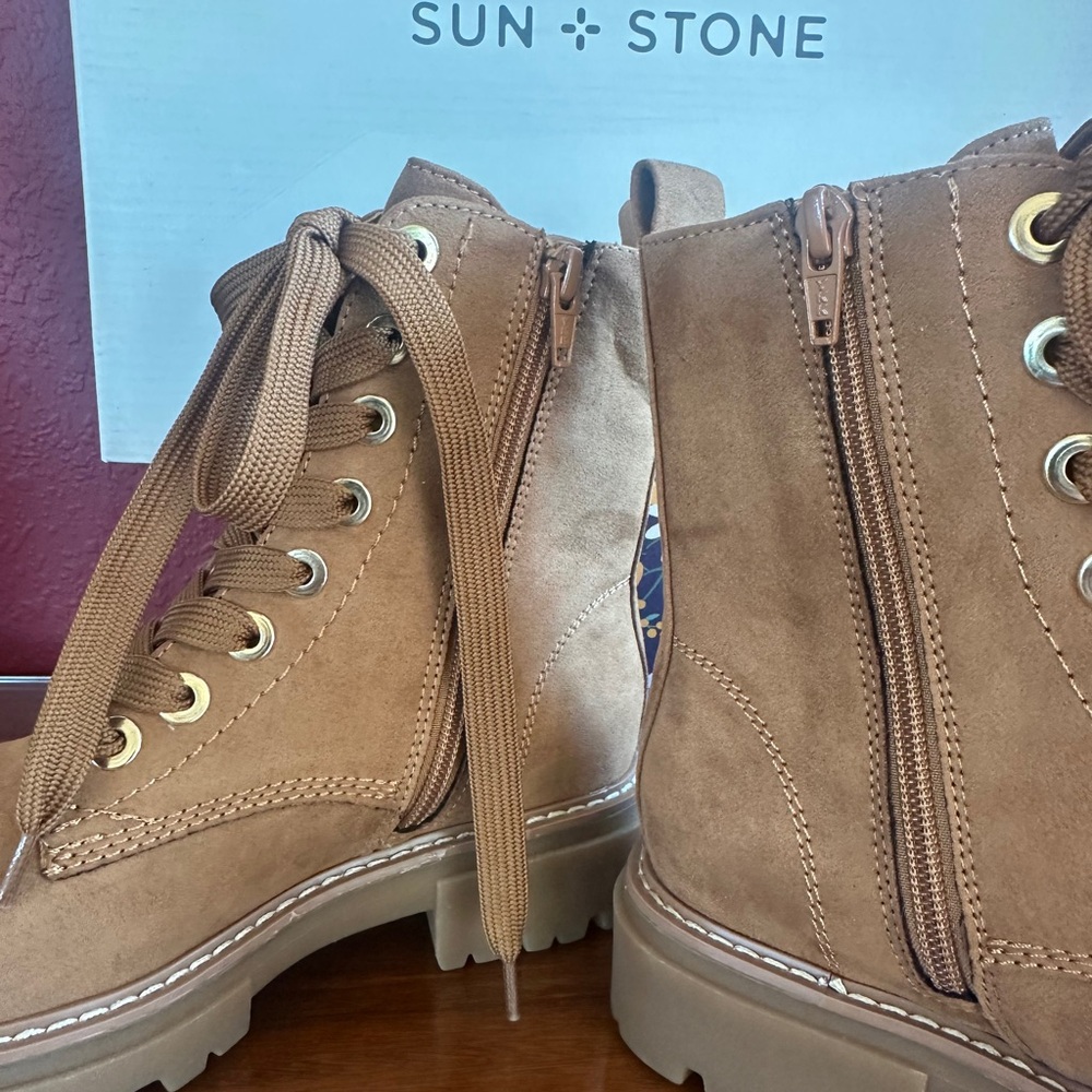 SUN + STONE CANVAS ANKLE LACE-UP BOOTS WOMEN SZ 6M NWT - Picture 3 of 5